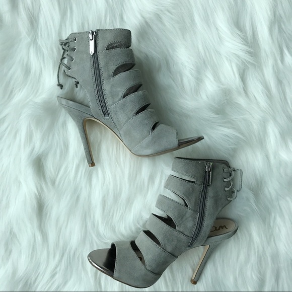 Sam Edelman Gray open toe tie up w/ zipper heels - Picture 3 of 8